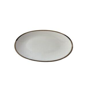 Sango Fine China Pallas Pattern 12 Inch Serving Platter Silver Rim Dinnerware